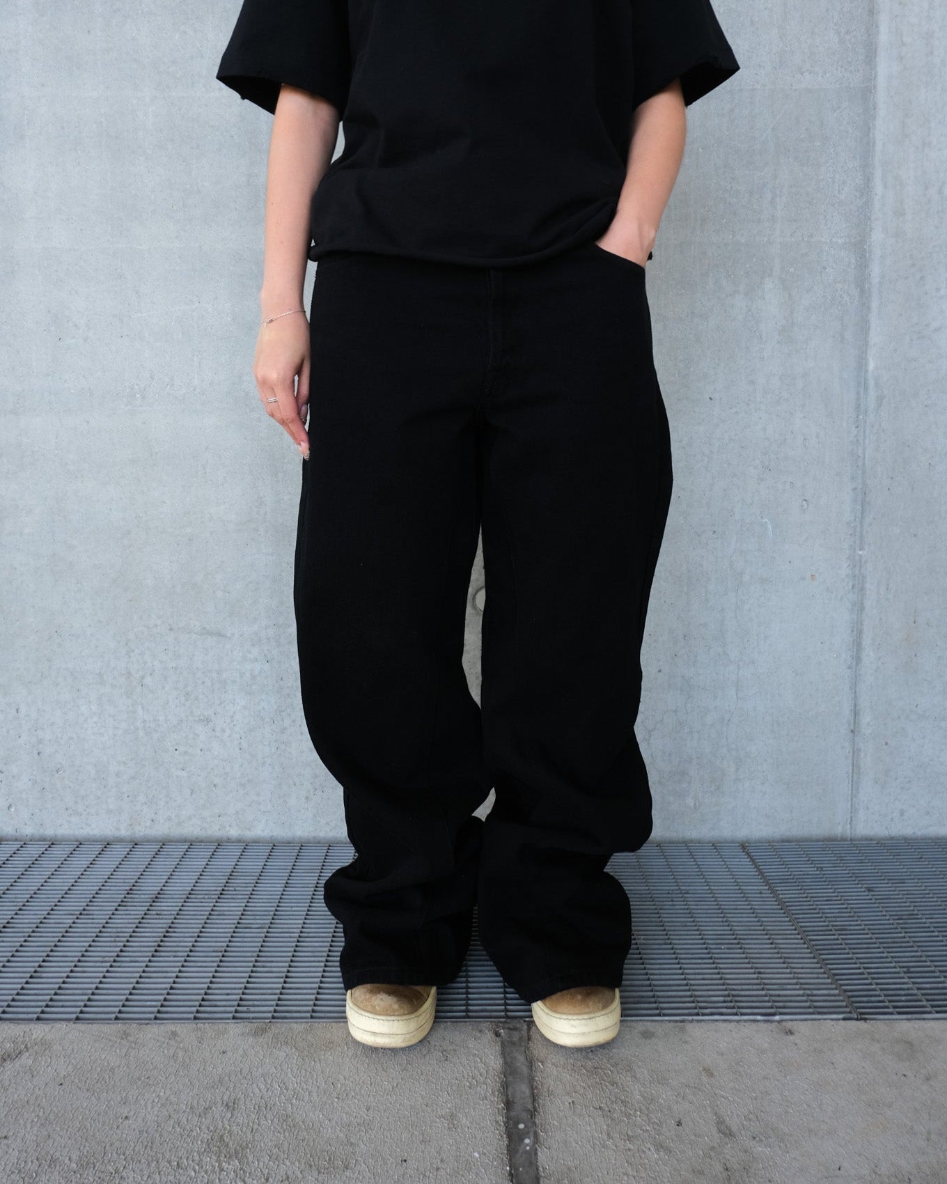 Flared Black Denim Pants