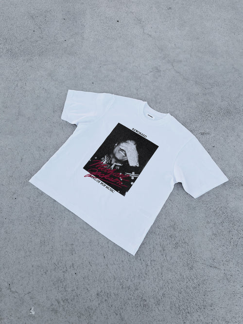 KING OF POP T-SHIRT WHITE CROPPED