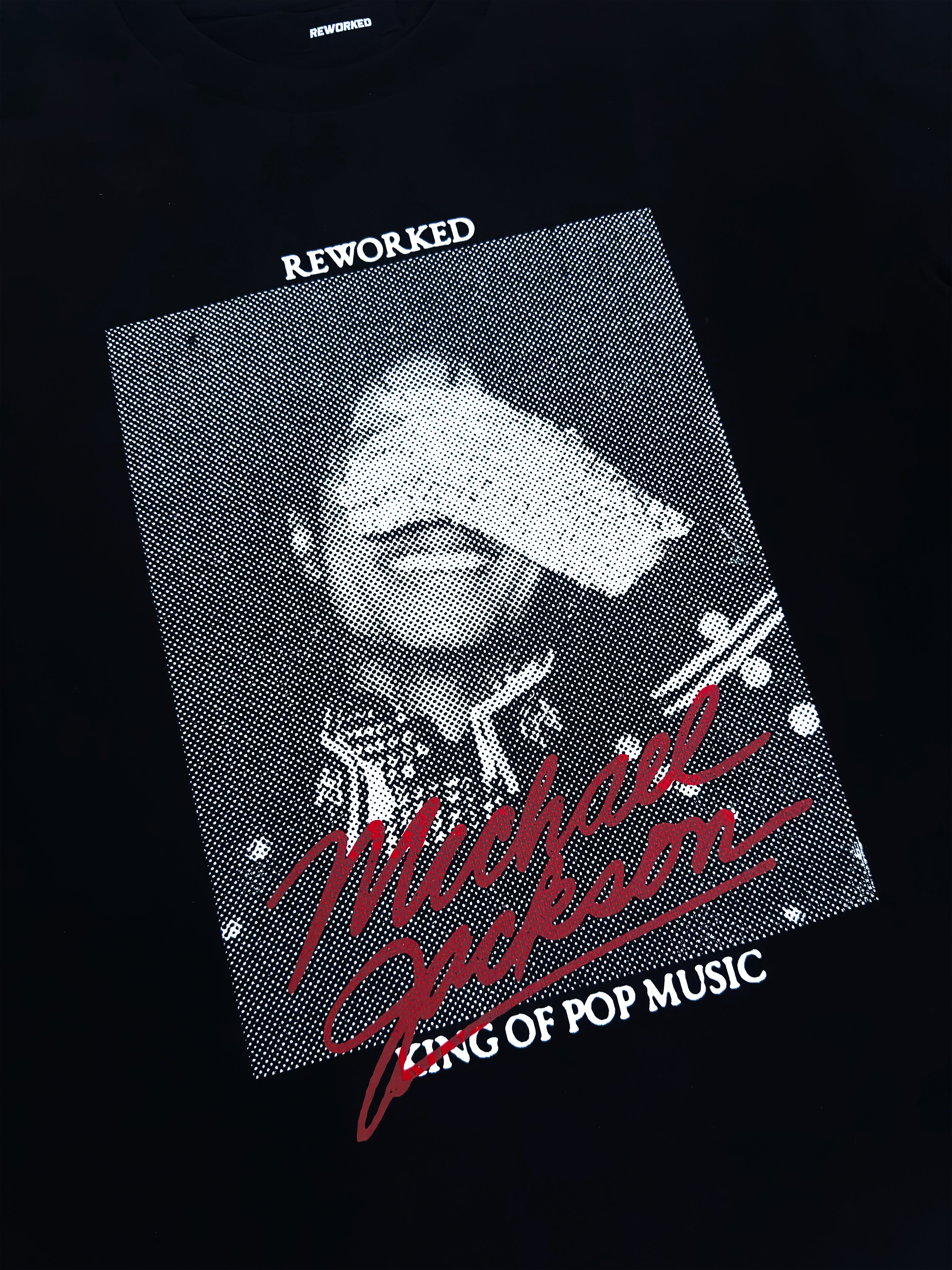 King of Pop Michael Jackson Black T-Shirt Back Detail - Handmade in Lyon REWORK-ED