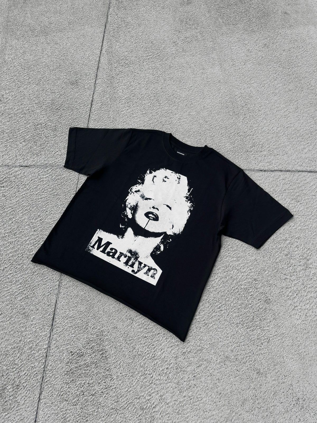 La Marilyn Monroe T-Shirt Front View - Screen-Printed Handmade Streetwear REWORK-ED